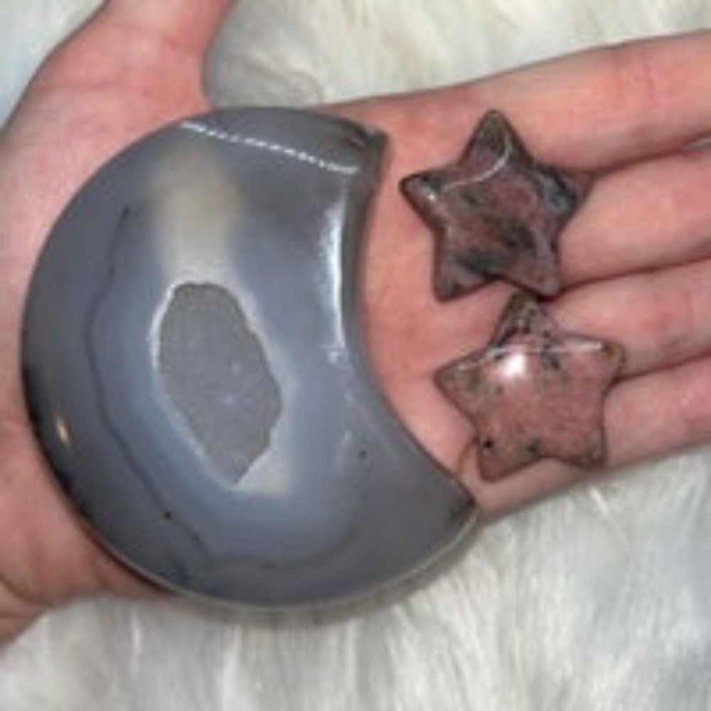 LG Druzy Agate Moon & Rhodonite Star Bundle - Picture 7 of 13